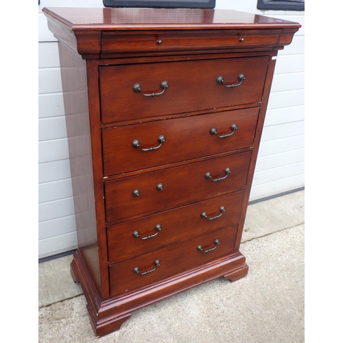 764 - A tall reproduction chest of drawers, drawers loose, one handle broken, 93cm wide