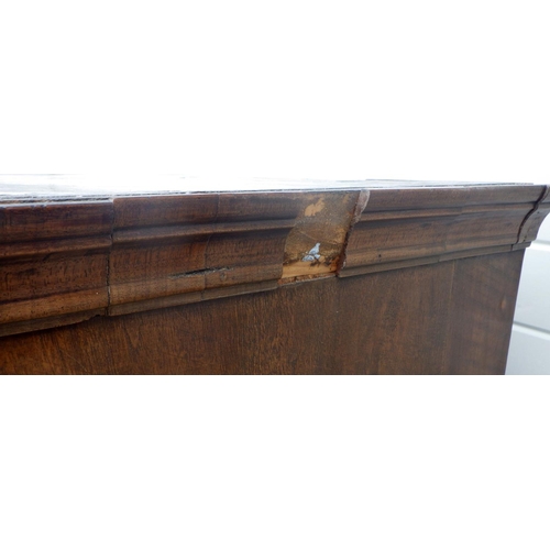 765 - A walnut tallboy, moulding a/f some drawer warping, 105cm wide