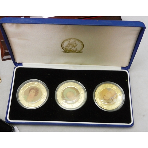 303 - Six various cased commemorative coins / coin sets, incl royal interest.  c2000