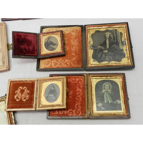 340 - Victorian photography: two miniature cased ambrotype portraits of young women, each case approx 43 c... 