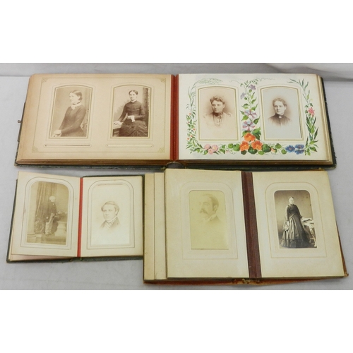 344 - Victorian photographs: two CdV card albums, loose CdV card portrait photographs incl Queen Victoria ... 