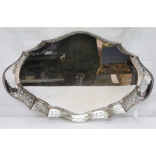 2 - An oval tray having a pierced gallery, Walker and Hall silver plate.  Bearing 