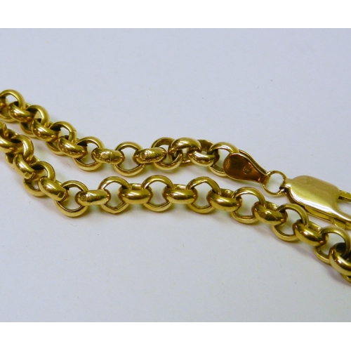 76 - A chain link bracelet, 9ct gold.  225mm long / 18g.