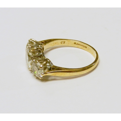 45 - A 9ct gold trilogy cocktail ring.  4g