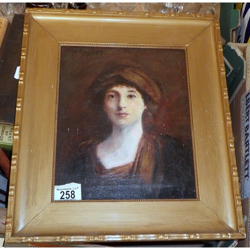 258 - A 19thC portrait oil on canvas signed top left