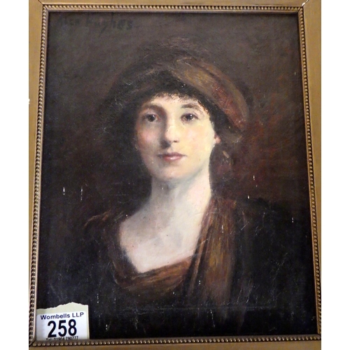 258 - A 19thC portrait oil on canvas signed top left