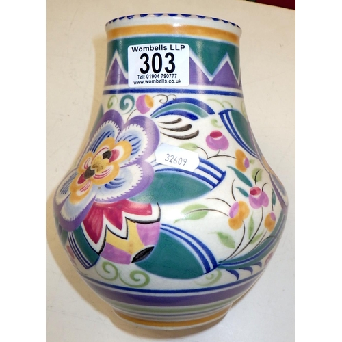 303 - An Art Deco Poole floral vase