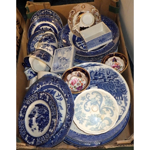 312 - Three boxes of misc blue & white ceramics af (3)