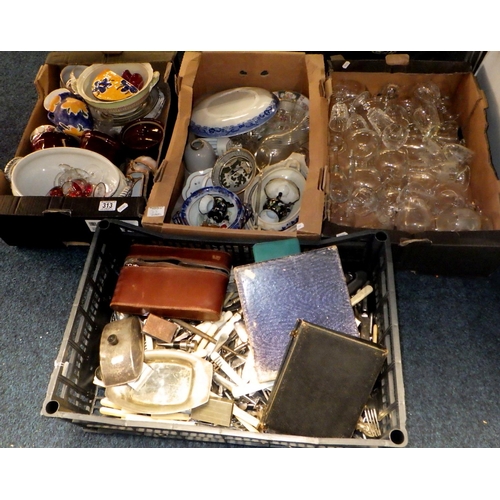 313 - A large qty of misc flat ware, ceramics & glass (4)