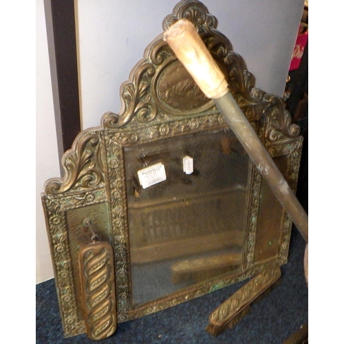 338 - A qty of fireplace accessories, stick stand etc (qty)