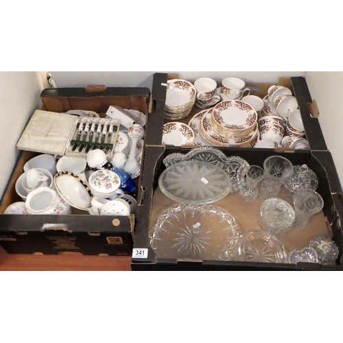 341 - A large part tea set together with further misc ceramics and glass ware (3)