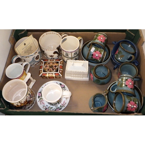 343 - Two boxes of misc ceramics to inc Richard Guyatt commemorative cups etc (2)