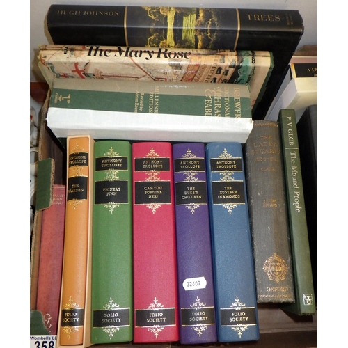 358 - A box of misc books to inc Folio Society edition of Pepys Diary etc