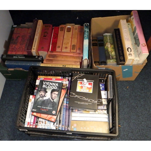 360 - A box of misc books to inc Folio Society, Dvds etc (3)