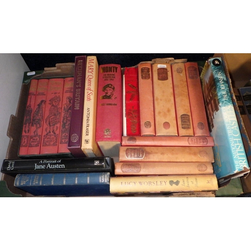 360 - A box of misc books to inc Folio Society, Dvds etc (3)