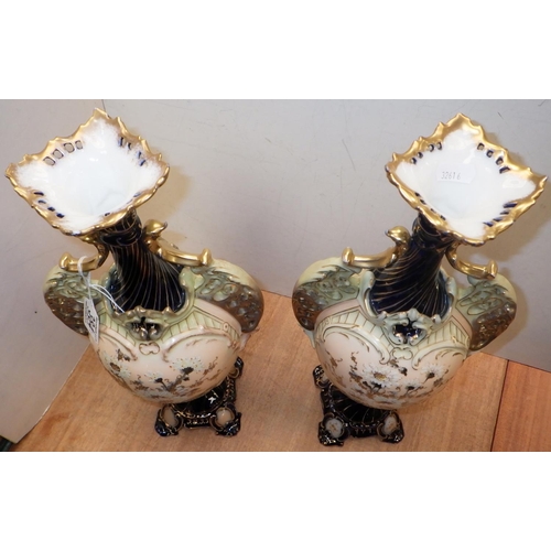 384 - A large pair of floral continental vases