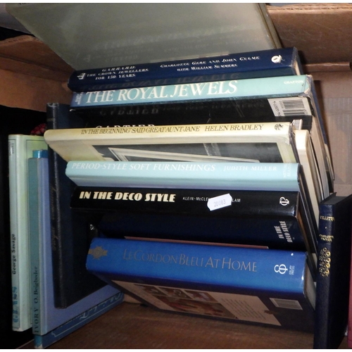 389 - Two boxes of various books to inc Jewellery, collectors' interest (2)