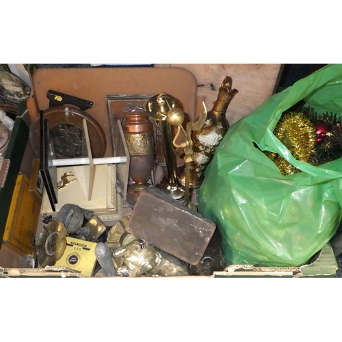 395 - A quantity of miscellaneous items to inc basket, ceramics, Lps etc