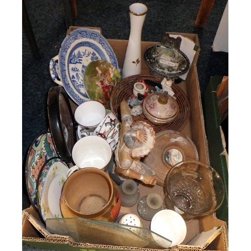 395 - A quantity of miscellaneous items to inc basket, ceramics, Lps etc