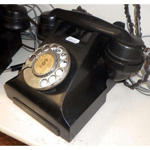 413 - Two vintage black telephones