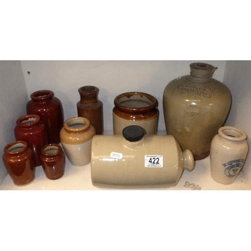 422 - A quantity of stoneware jars and a water-bottle to inc Pocklington