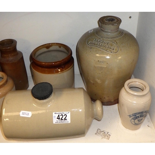 422 - A quantity of stoneware jars and a water-bottle to inc Pocklington