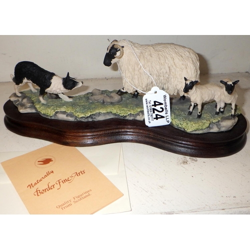 424 - A Border Fine Arts dog with sheep with certificate