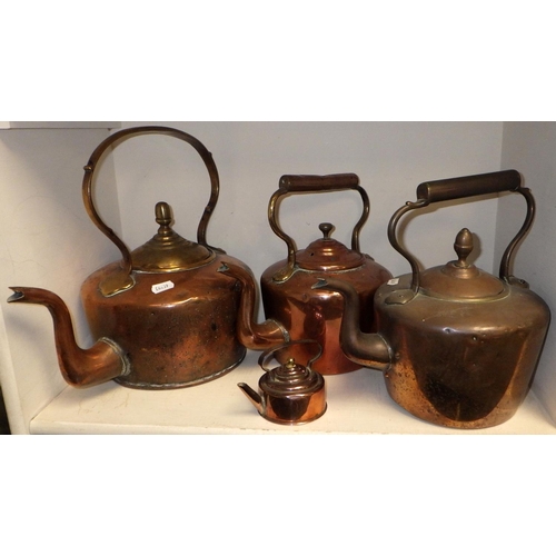 441 - A quantity of 19thC copper kettles etc (6)