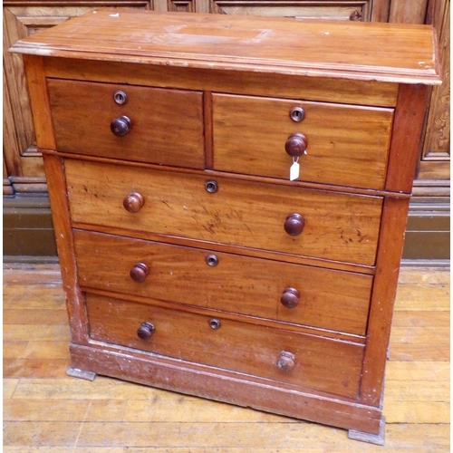 714 - A Victorian mahogany chest of drawers, 102cm wide, (a/f) ex Bootham Park Hospital