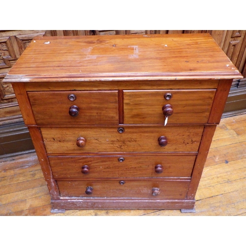 714 - A Victorian mahogany chest of drawers, 102cm wide, (a/f) ex Bootham Park Hospital