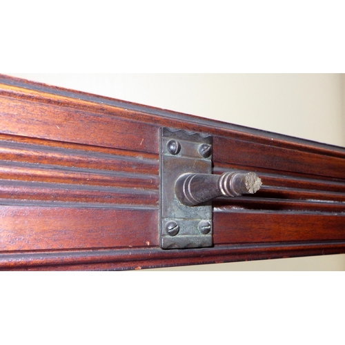 720 - A late Victorian walnut hallstand, missing tin, one hook broken, 129cm wide, ex Bootham Park Hospita... 