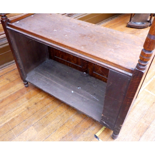 725 - A late Victorian oak buffet, missing back, a/f, 107cm wide, ex Bootham Park Hospital