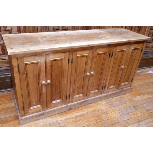 735 - A modern pine six door sideboard, 178cm long, ex Bootham Park Hospital