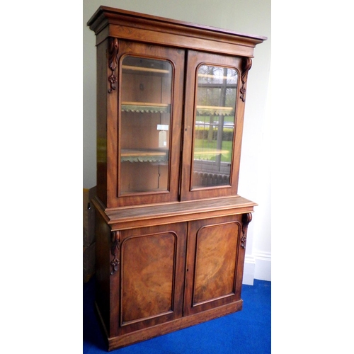 739 - A Victorian mahogany two section bookcase, 127cm wide, ex Bootham Park Hospital