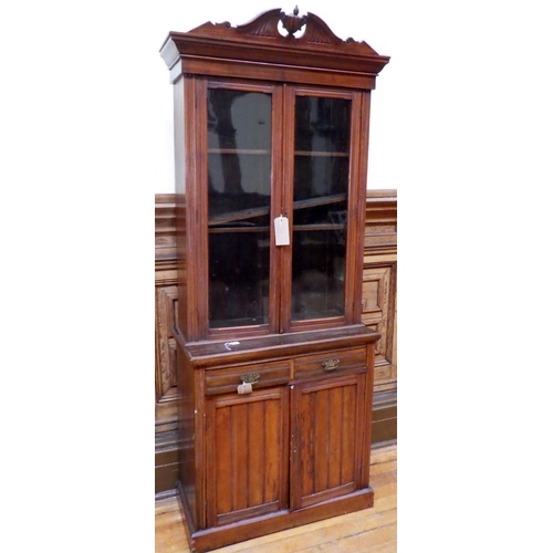 746 - An Edwardian chiffonier bookcase, plinth a/f, 96cm wide,  ex Bootham Park Hospital