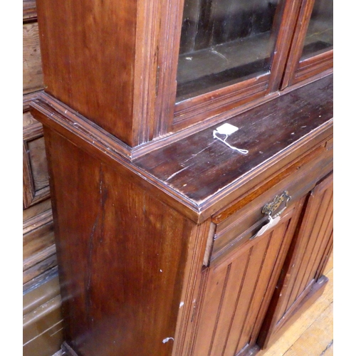 746 - An Edwardian chiffonier bookcase, plinth a/f, 96cm wide,  ex Bootham Park Hospital