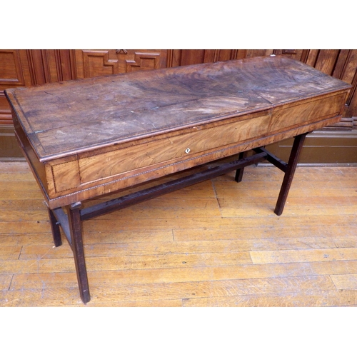 758 - A 18th cen mahogany George Garcka 1780 square piano, top damaged, later base (a/f), 151cm long, ex B... 