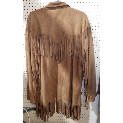 448 - A Maxfield Parrish ladies suede leather western style fringed shirt / jacket, labelled size medium. ... 