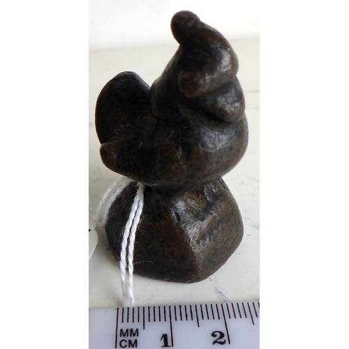 460 - An Oriental bronze opium weight modelled as a cockerel, possibly Burmese.  5cm tall