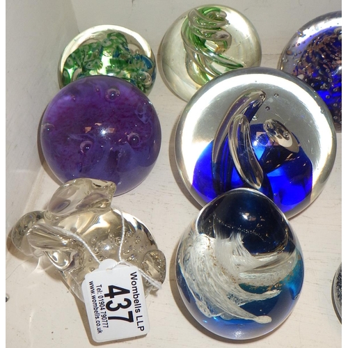 437 - A group of 10 various glass paperweights