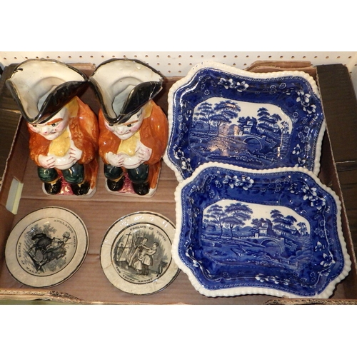 528 - A group of 19thC and later ceramics to inc two willow pattern meat plates etc AF