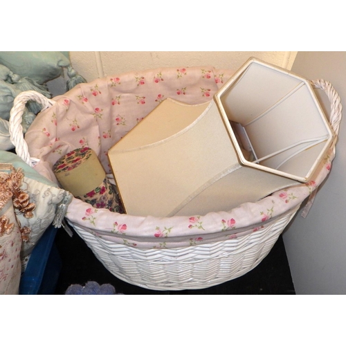 541 - A large qty of misc cushions, basket, lamp, soft toys etc