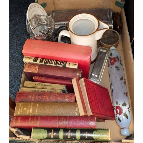 562 - Miscellaneous items to incl books, scales and decanters (3)