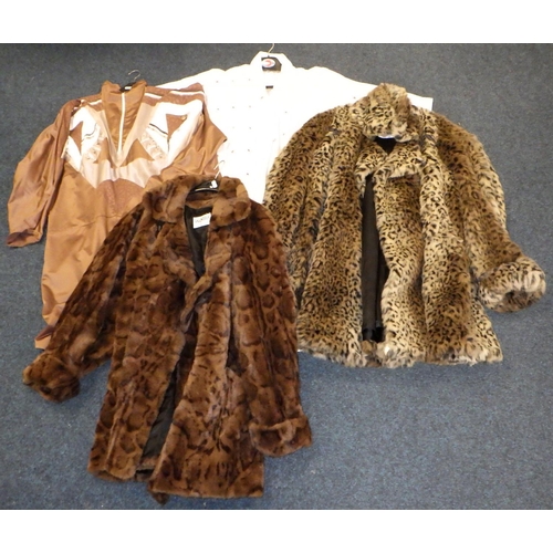 564 - Two jumpsuits and two faux fur jackets
