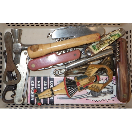 578 - A group of bottle openers and penknives etc