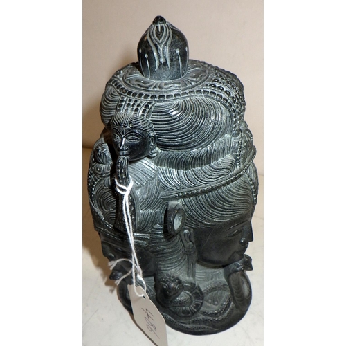 486 - A carved and polished stone figure 16cm tall