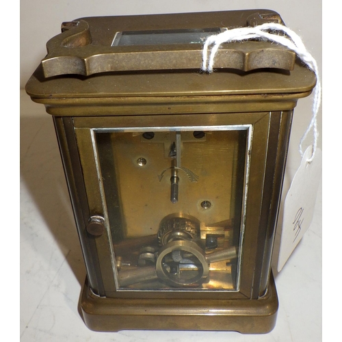 490 - A Swiss brass cased carriage clock