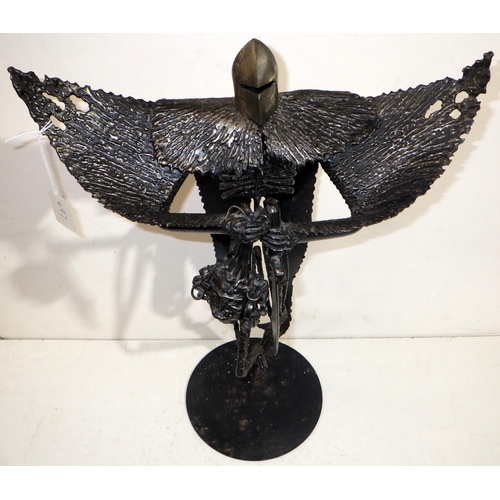 497 - A large modern metal sculpture in the manner of Ron Lyon 47cm tall