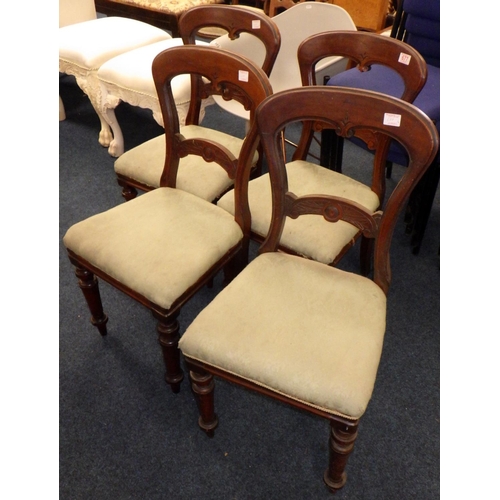 784 - Four Victorian balloon back dining chairs, stamped Reilley