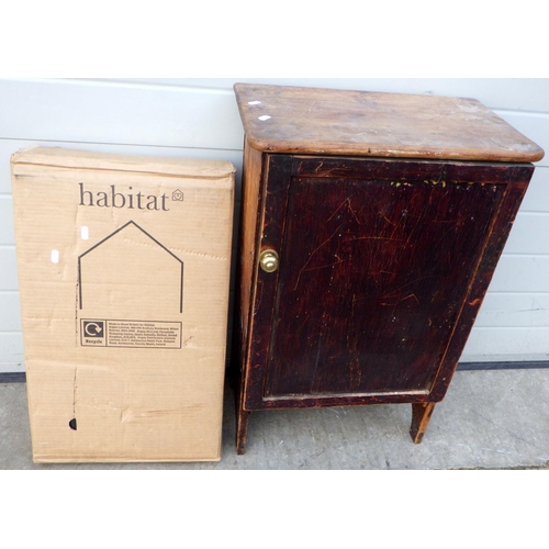 789 - A boxed flatpack Habitat bedside chest together with another small cupboard (2)